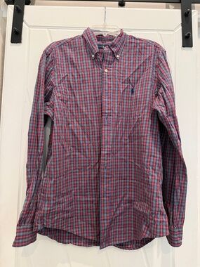 Ralph Lauren Men’s Button-Down Plaid Shirt - Red & Blue